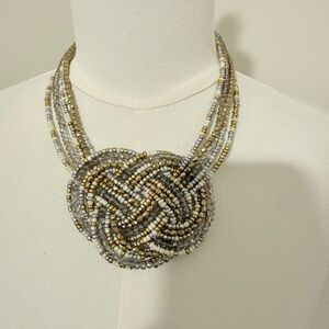 Elegant Gold and Silver Beaded Necklace